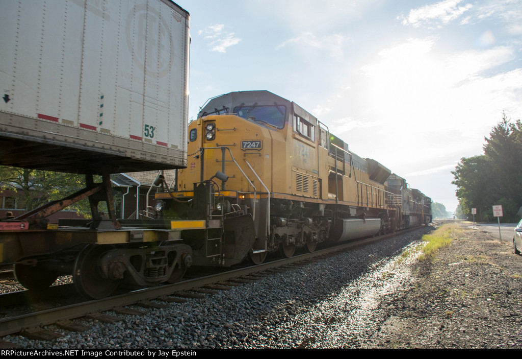 NS 7247 trails on an eastbound intermodal 